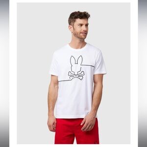 Brand NEW - Psycho Bunny - White/Blk Embroidered Graphic T-Shirt - Large